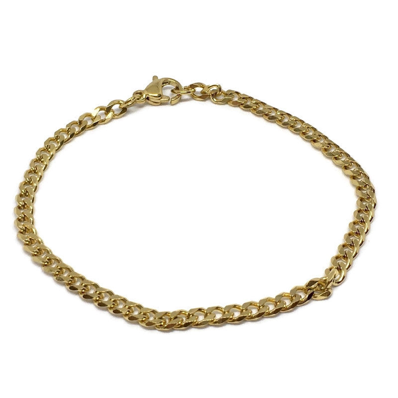 Stainless Steel Thin Curb Chain Link Bracelet