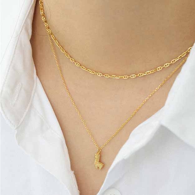 925 Sterling Silver Pig Nose Chain Choker