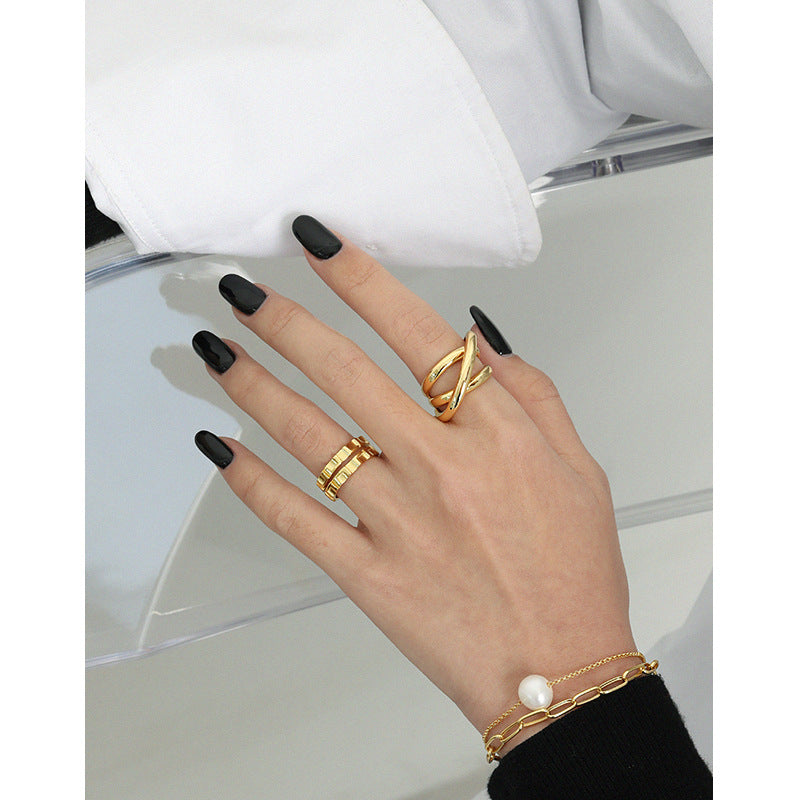 925 Sterling Silver Triple Cross Ring