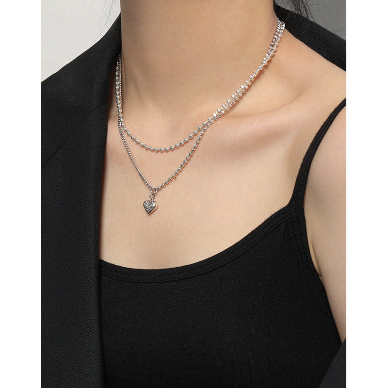 925 Sterling Silver Vintage Heart Chain Necklace