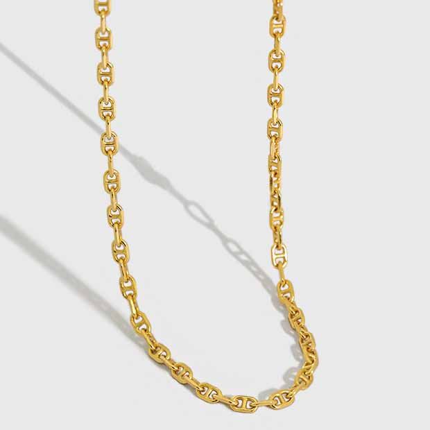 925 Sterling Silver Pig Nose Chain Choker