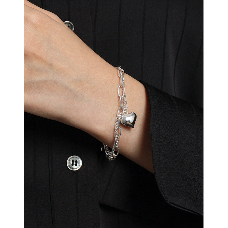 925 Sterling Silver Heart Chain Bracelet