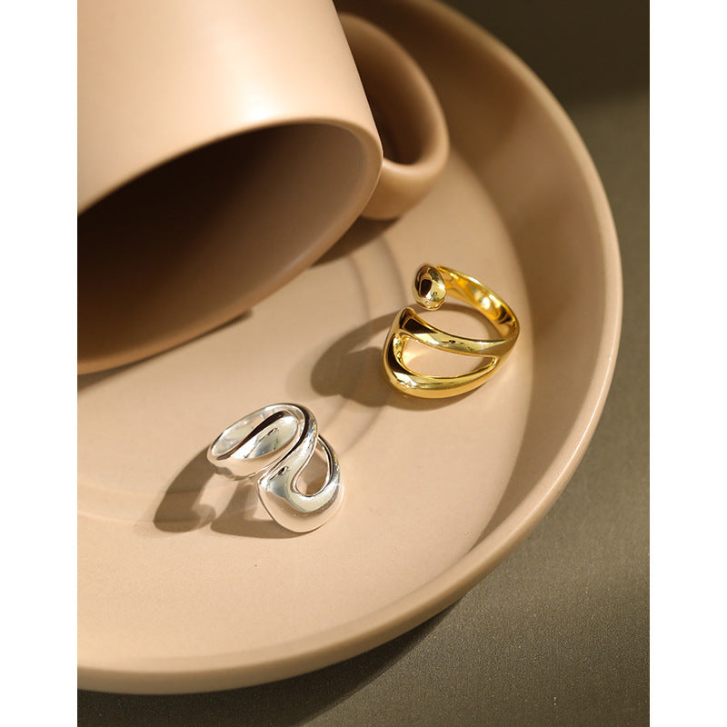 925 Sterling Silver Double Cross Ring