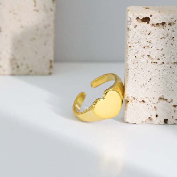 925 Sterling Silver Heart Adjustable Ring