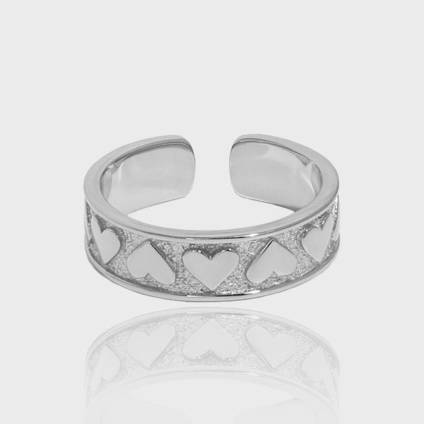 925 Sterling Silver Love Hearts Ring