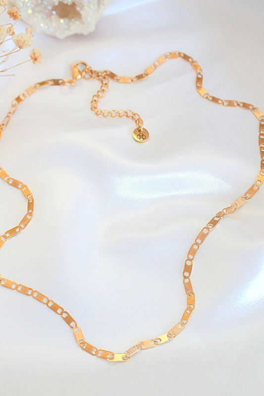 24K Gold Flat Link Chain Choker