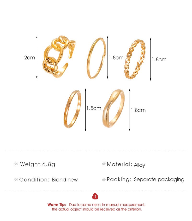Alloy Five-Piece Ring Set