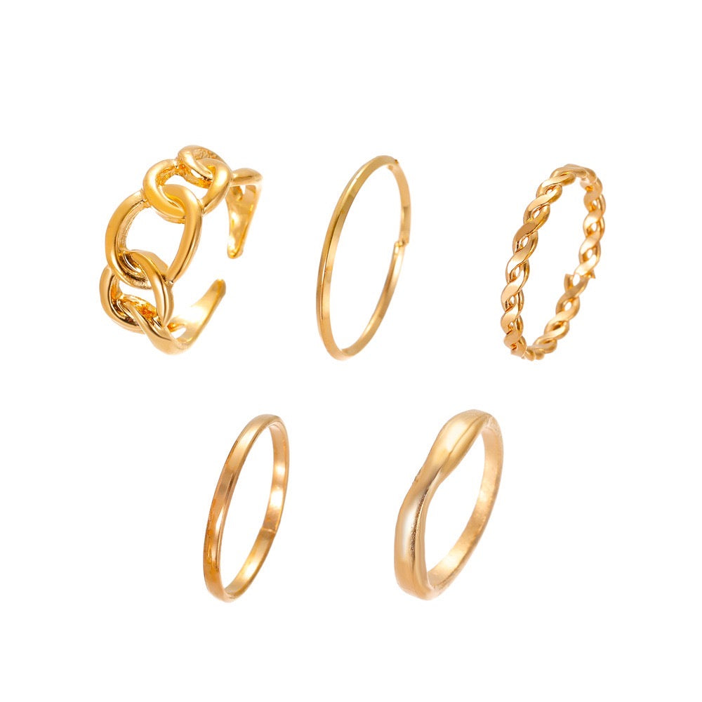 Alloy Five-Piece Ring Set