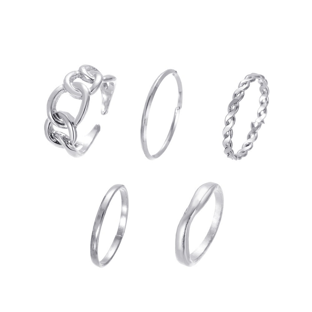 Alloy Five-Piece Ring Set