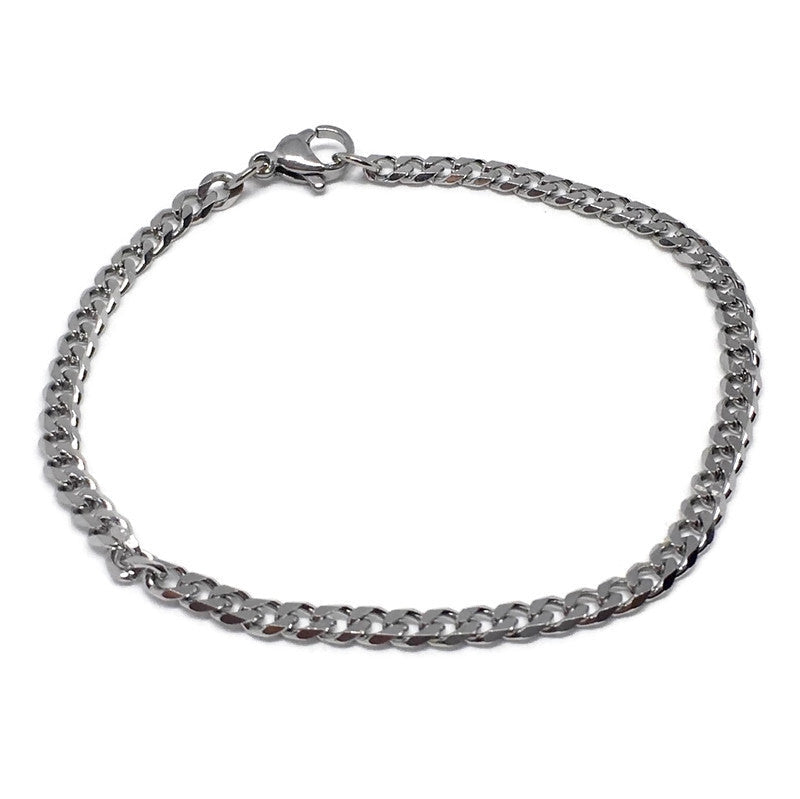 Stainless Steel Thin Curb Chain Link Bracelet