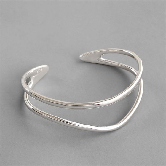 925 Sterling Silver Double Layer Bangle