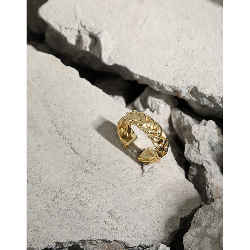 925 Sterling Silver Hollow Twisted Ring