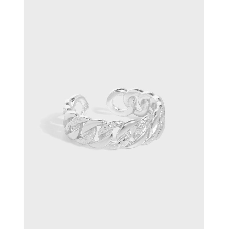 925 Sterling Silver Hollow Curb Chain Ring