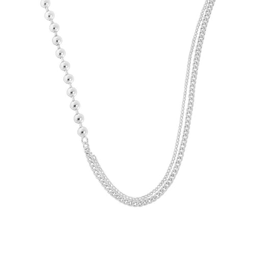 925 Sterling Silver Asymmetric Bead Necklace