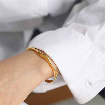 925 Sterling Silver Irregular Open Bangle