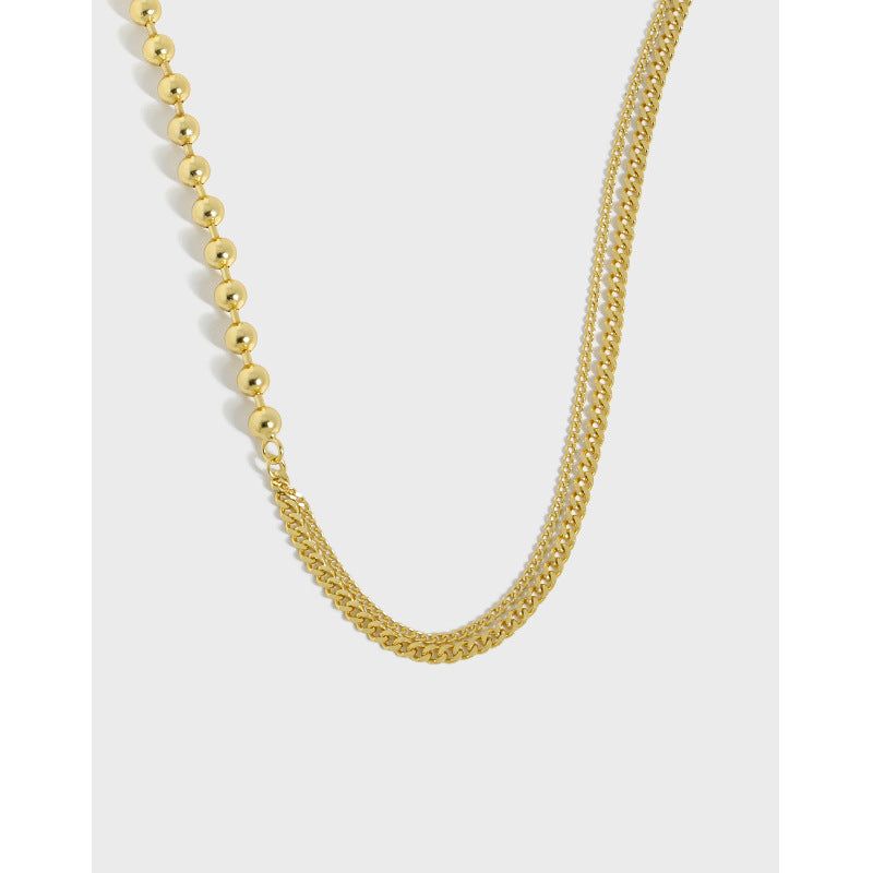 925 Sterling Silver Asymmetric Bead Necklace