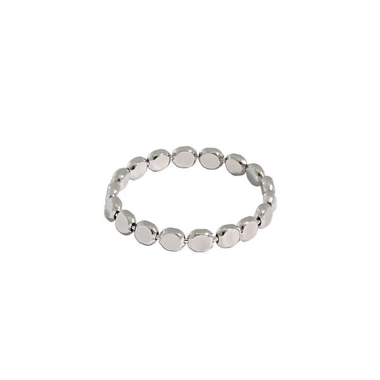 925 Sterling Silver Geometric Bead Ring