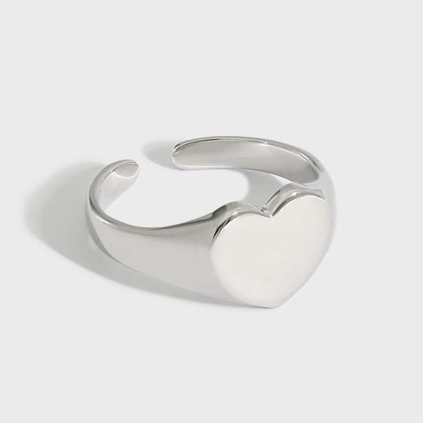 925 Sterling Silver Heart Adjustable Ring