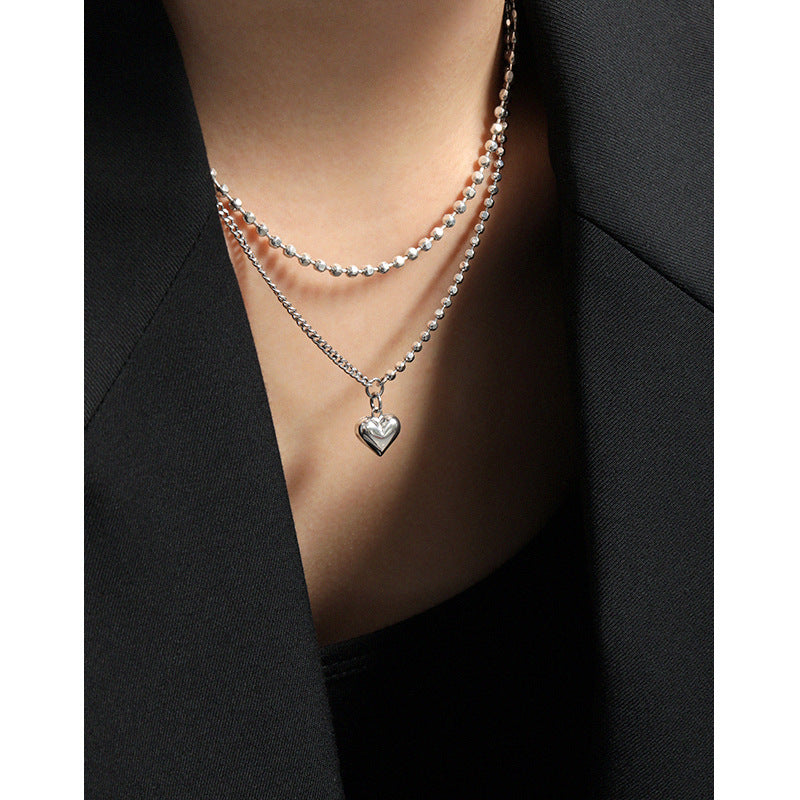 925 Sterling Silver Vintage Heart Chain Necklace