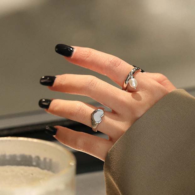 925 Sterling Silver Heart Adjustable Ring