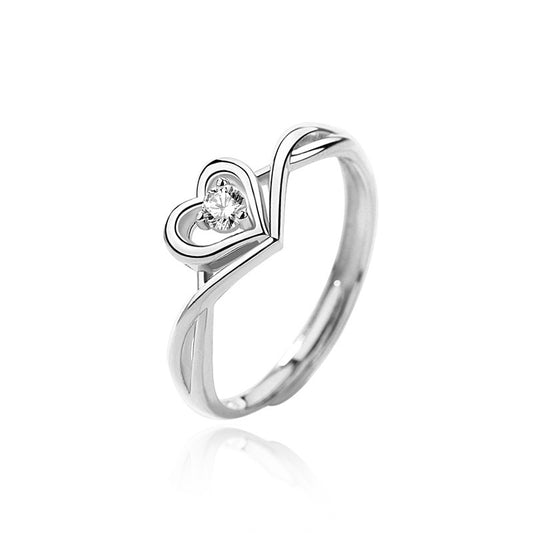 925 Sterling Silver CZ Heart Promise Ring