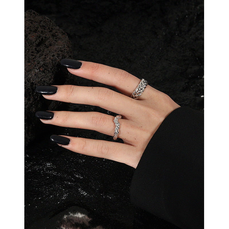 925 Sterling Silver Hollow Twisted Ring