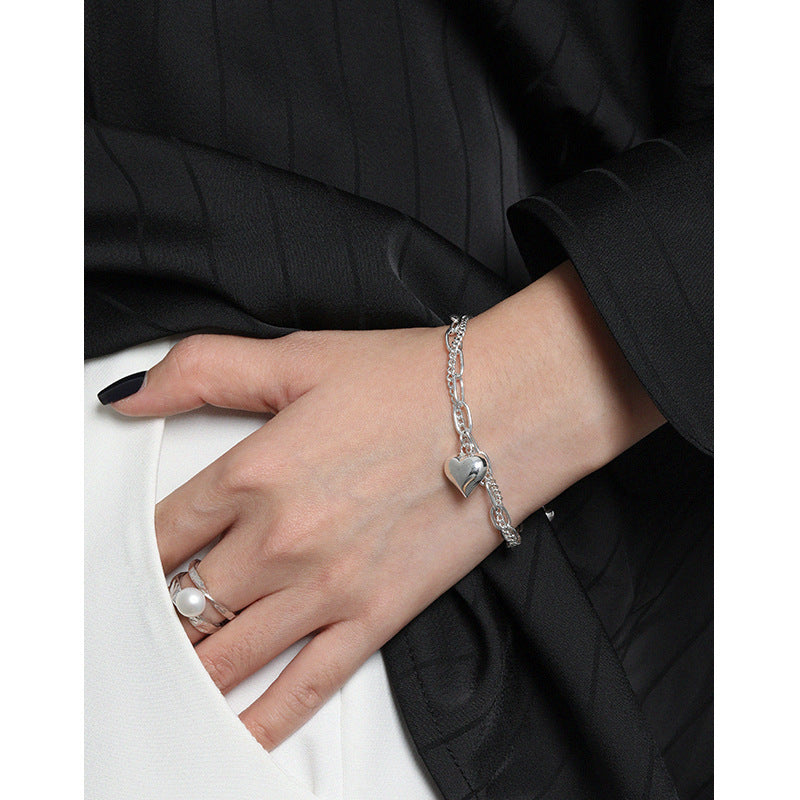 925 Sterling Silver Heart Chain Bracelet