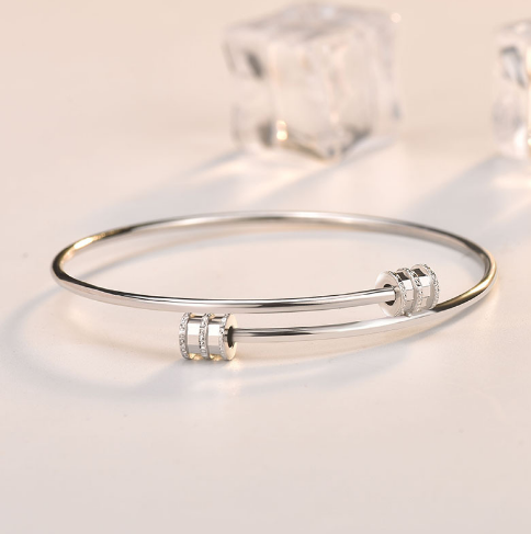 925 Sterling Silver Tube Open Bangle