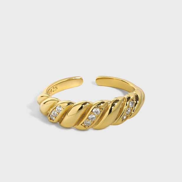 925 Sterling Silver Twisted CZ Ring