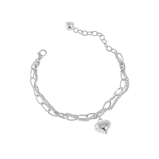 925 Sterling Silver Heart Chain Bracelet