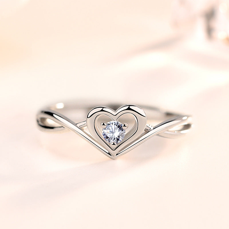 925 Sterling Silver CZ Heart Promise Ring