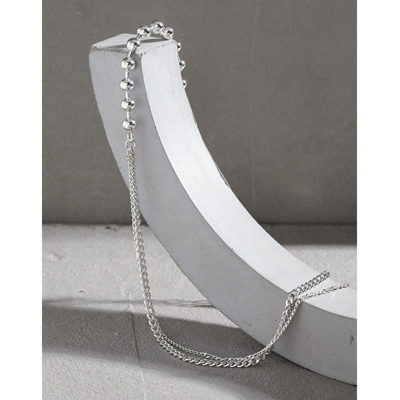 925 Sterling Silver Asymmetric Bead Necklace
