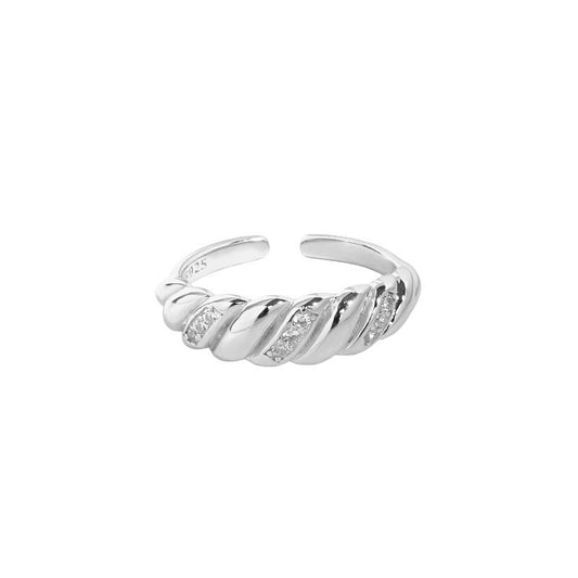 925 Sterling Silver Twisted CZ Ring