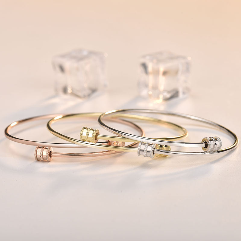 925 Sterling Silver Tube Open Bangle