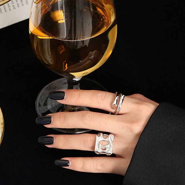 925 Sterling Silver Line Crossing Ring