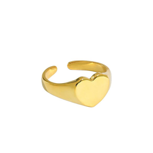 925 Sterling Silver Heart Adjustable Ring
