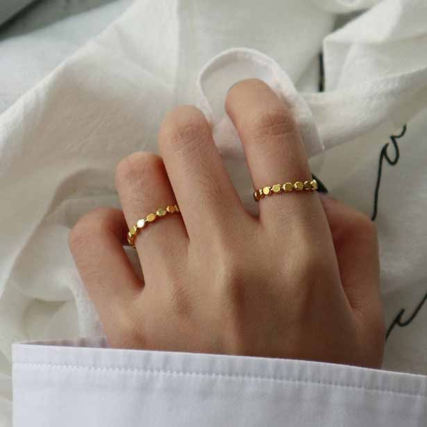925 Sterling Silver Geometric Bead Ring