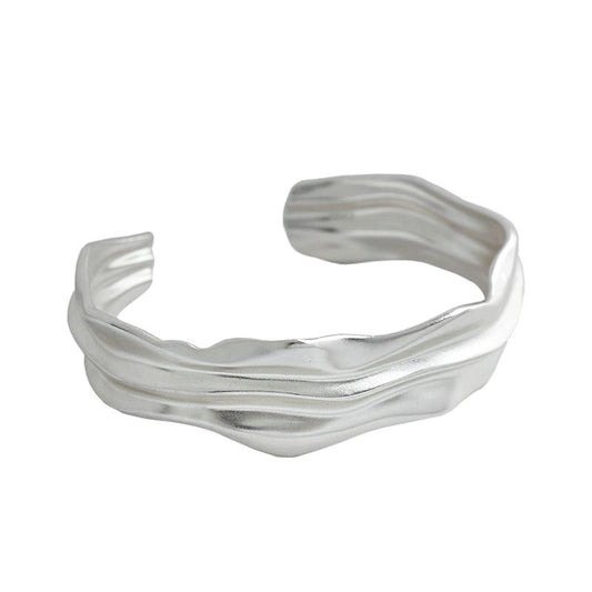 925 Sterling Silver Folded Open Bangle