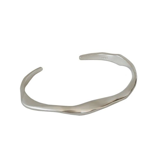 925 Sterling Silver Irregular Open Bangle
