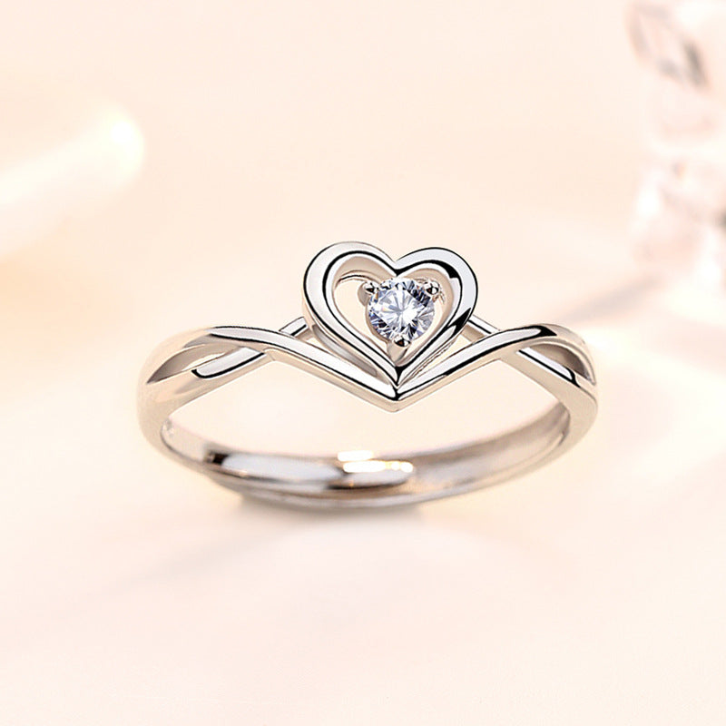 925 Sterling Silver CZ Heart Promise Ring