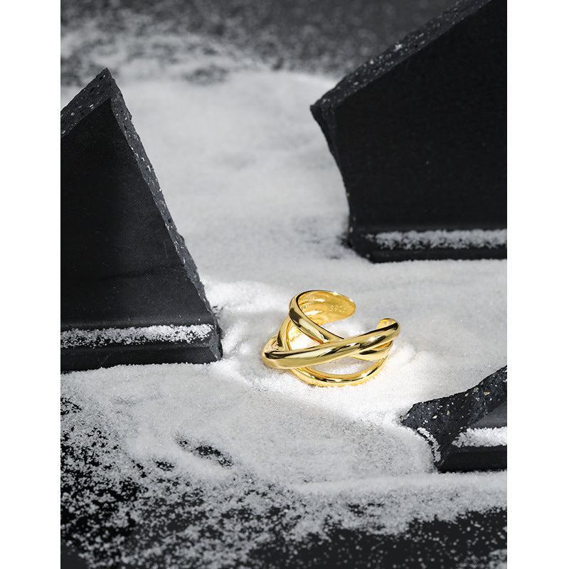 925 Sterling Silver Triple Cross Ring