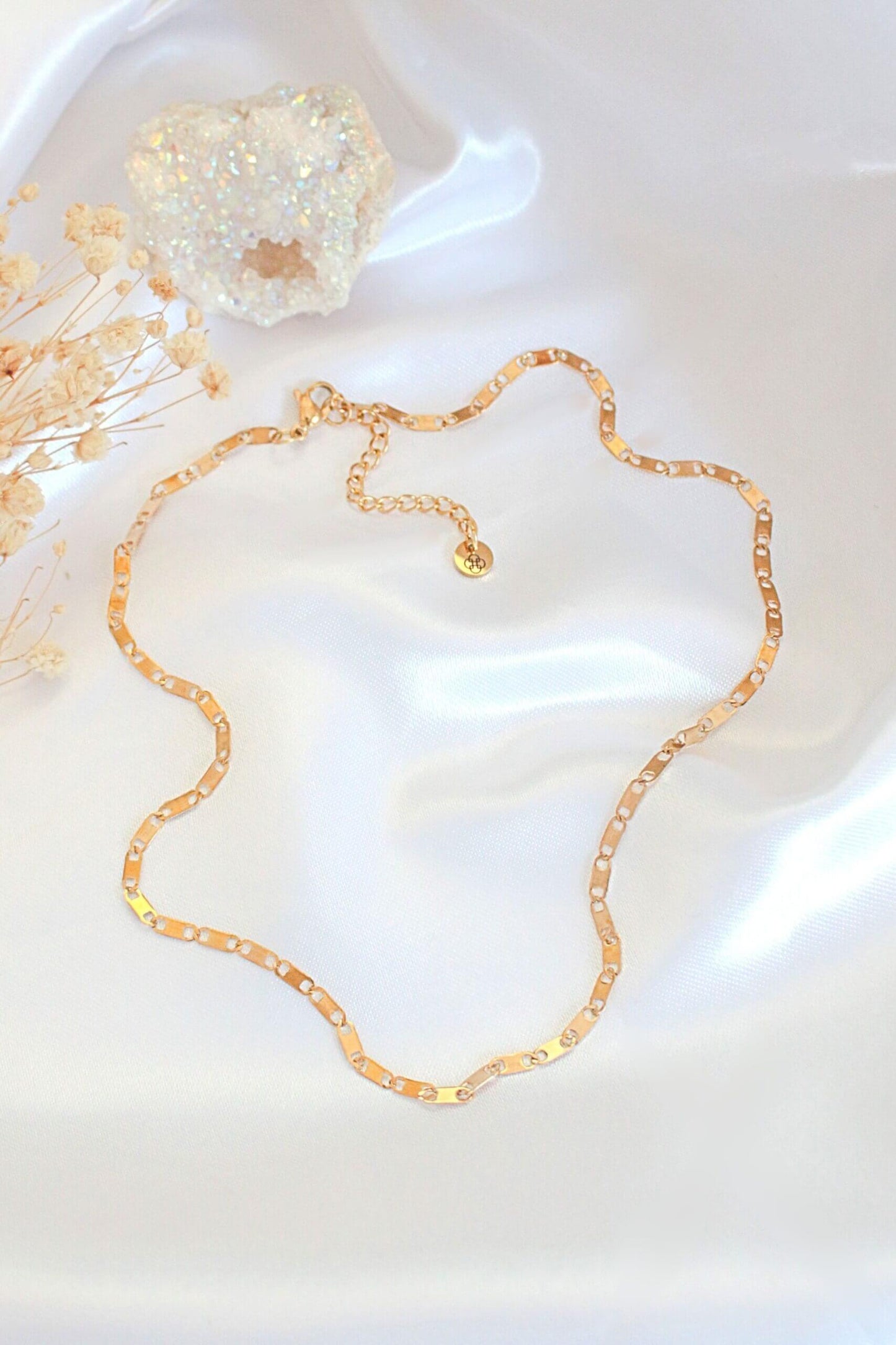 24K Gold Flat Link Chain Choker