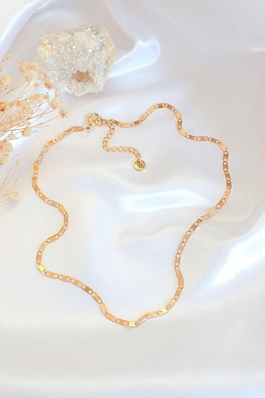 24K Gold Flat Link Chain Choker
