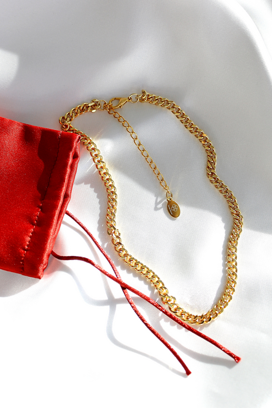 24K Gold Flat Cuban Chain Choker