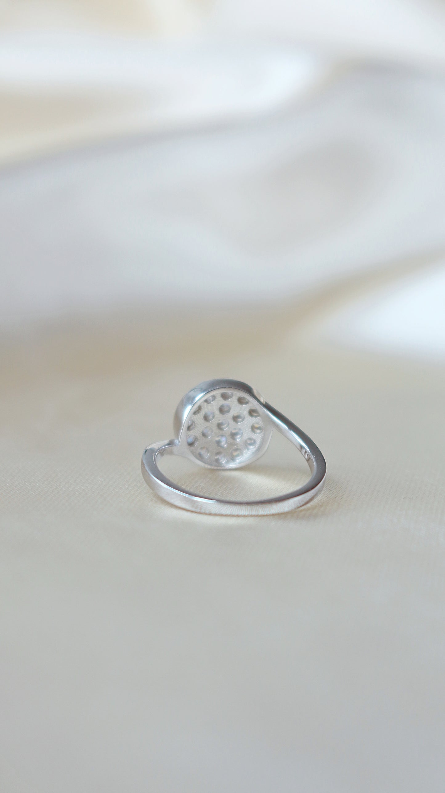 Sterling Silver Diamond Button Statement Ring